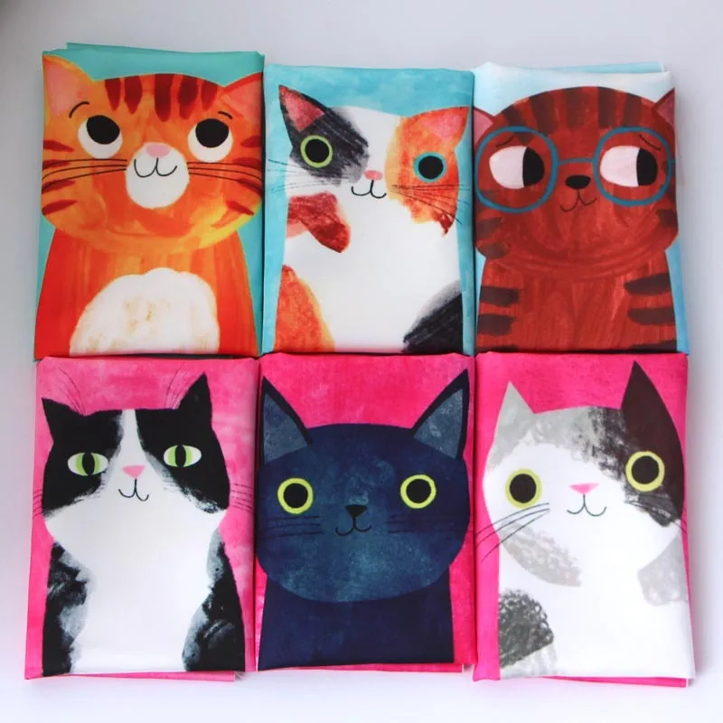 SMTA  Cotton Fabric The Cloth Patchwork Fabrics By The Meter Fabric For Sewing For Needlework Cat 29*49cm D20