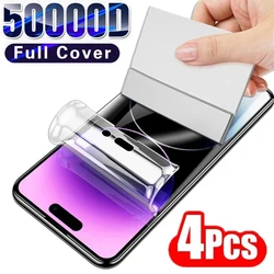 4Pcs Hydrogel Film Full Cover For iPhone 11 12 13 14 15 Pro Max Screen Protector For iPhone XR X XS MAX XR 6 7 8 Plus Not Glass