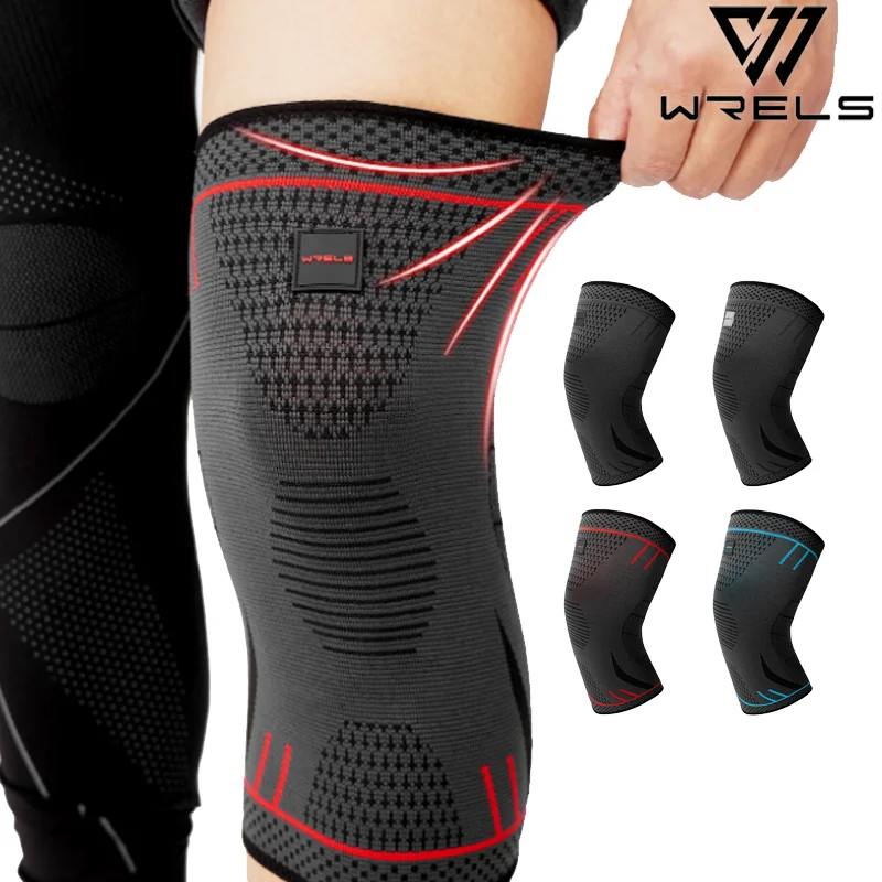 WRELS 1 Stück Kompressions-Kniebandage Elastische Atmungsaktive Knieschoner Knieorthese für Fitness Sport Knieschutz Schmerzlinderung