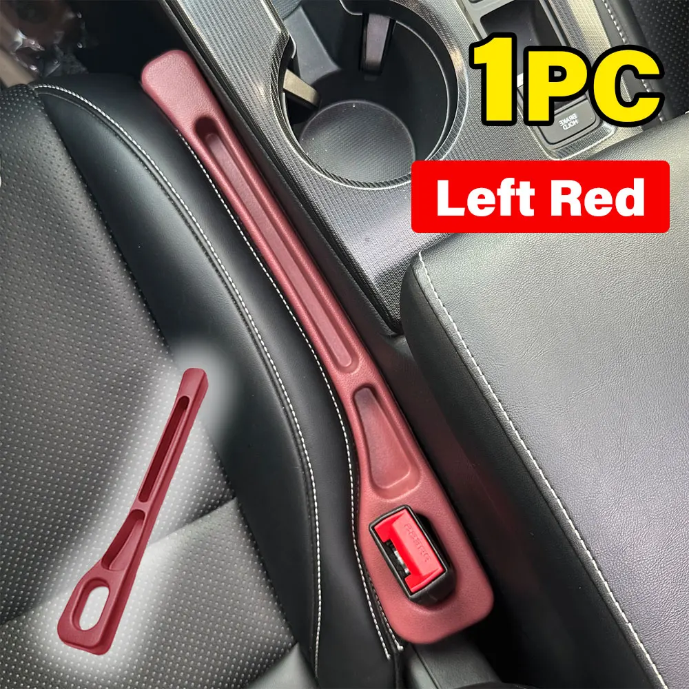 Relleno de espacio de coche izquierdo rojo, organizador de almacenamiento de espacio de asiento a prueba de fugas, tira de enchufe de espacio de asiento, costura lateral, accesorios de decoración Interior, 1 ud.