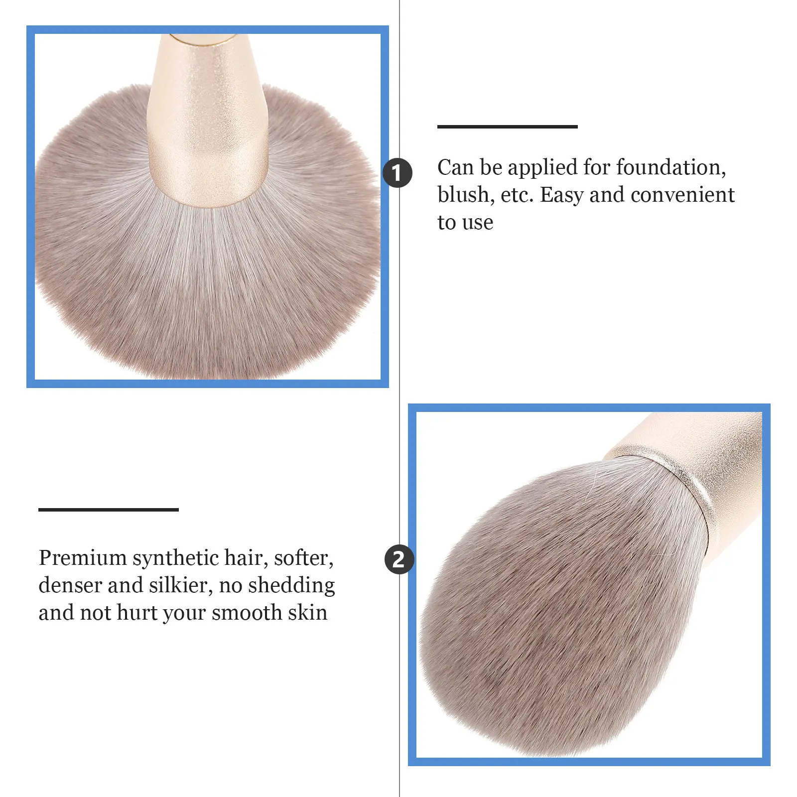 Large Foundation Powder Makeup Brush High-Density Brush for Women Blending Buffing Soft Premium Synthetic Hair