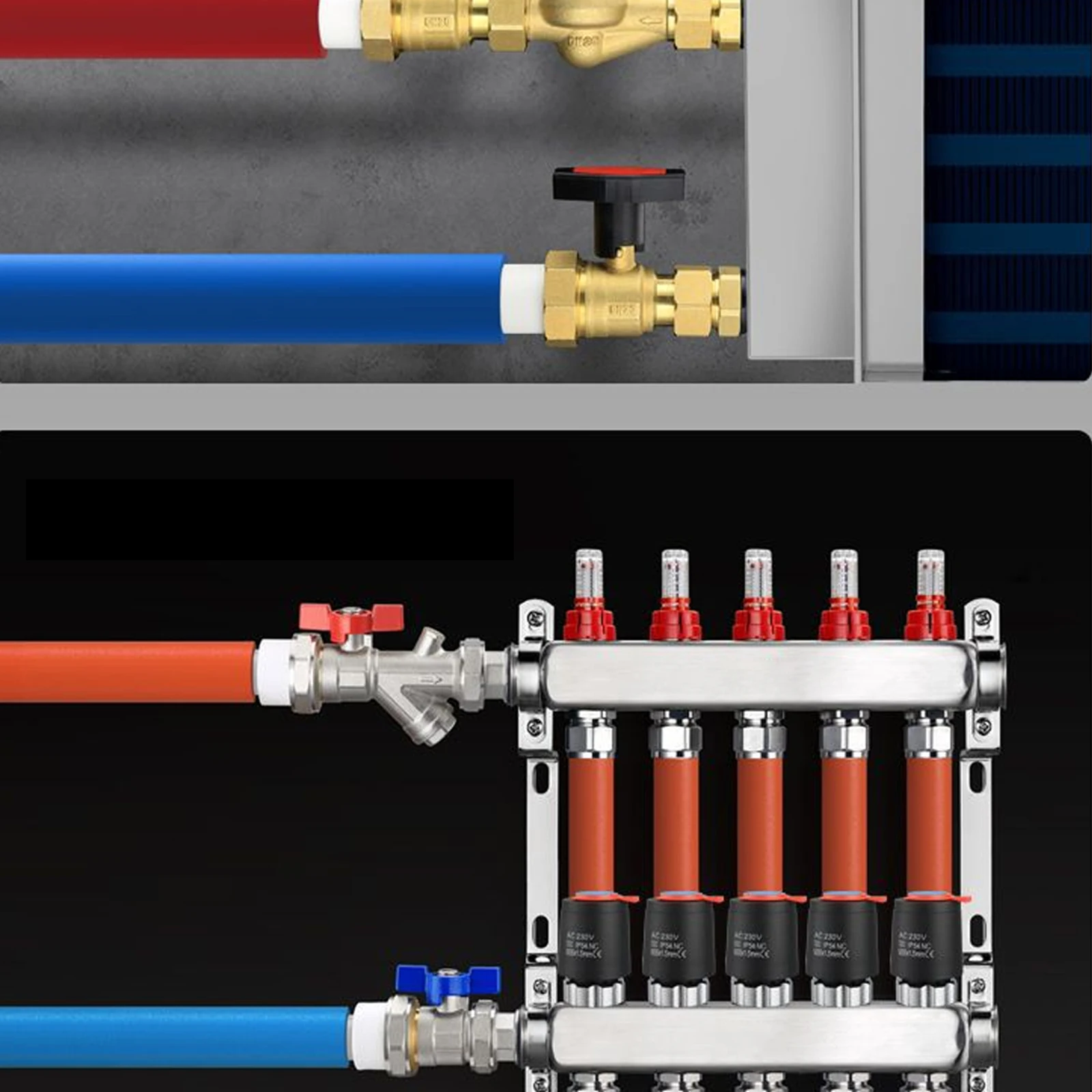 230V NO NC  Electric Actuator Valve Thermostat Warm Floor with Manifold Valve Control Fan disc system floor heating water