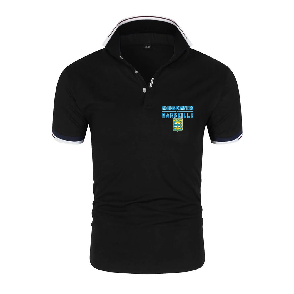 Marins Pompiers Marseille Naval Fire Battalion Hot Sale Men's Summer Casual Breathable Comfortable Polo Shirt Men's T-Shirt