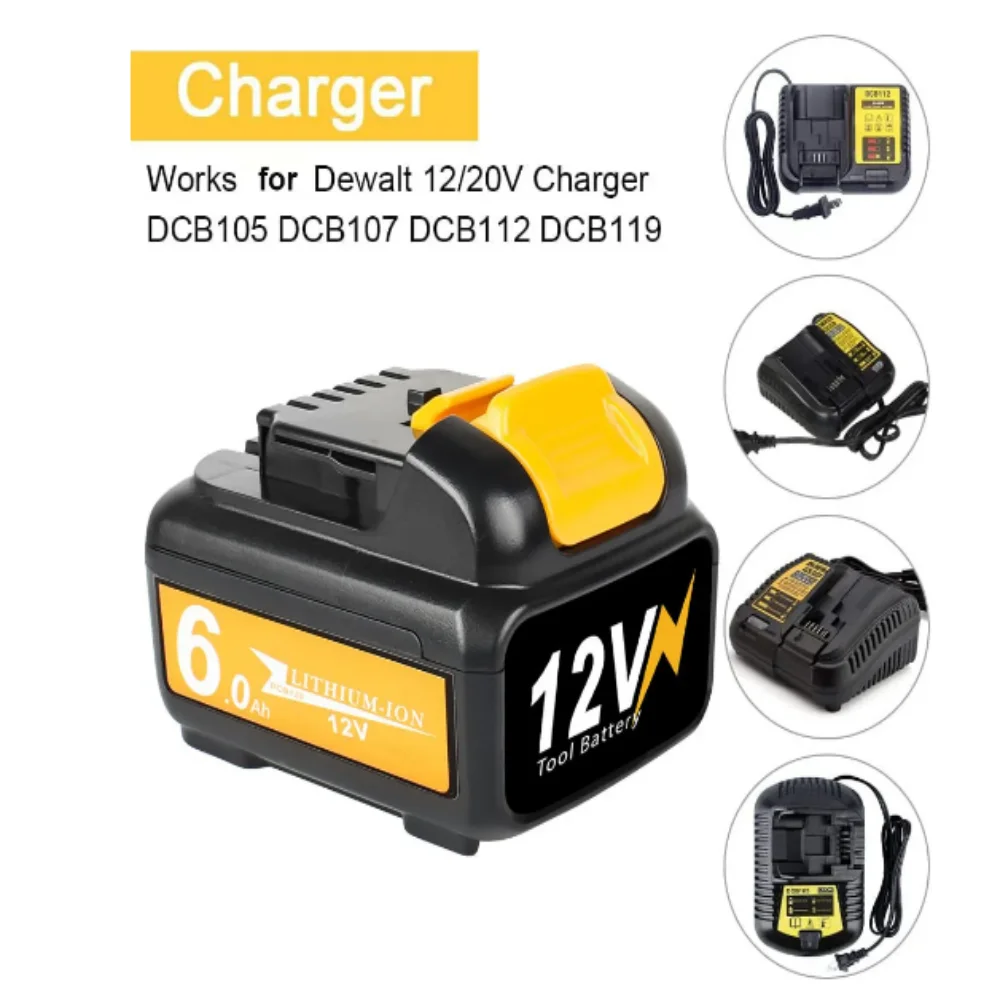 For Dewalt DCB120 Tool Battery 12V 6000mAh Rechargeable Battery For Dewalt DCB127 DCB121 DCB119 DCR020-GB DCF815D2 Power Tool