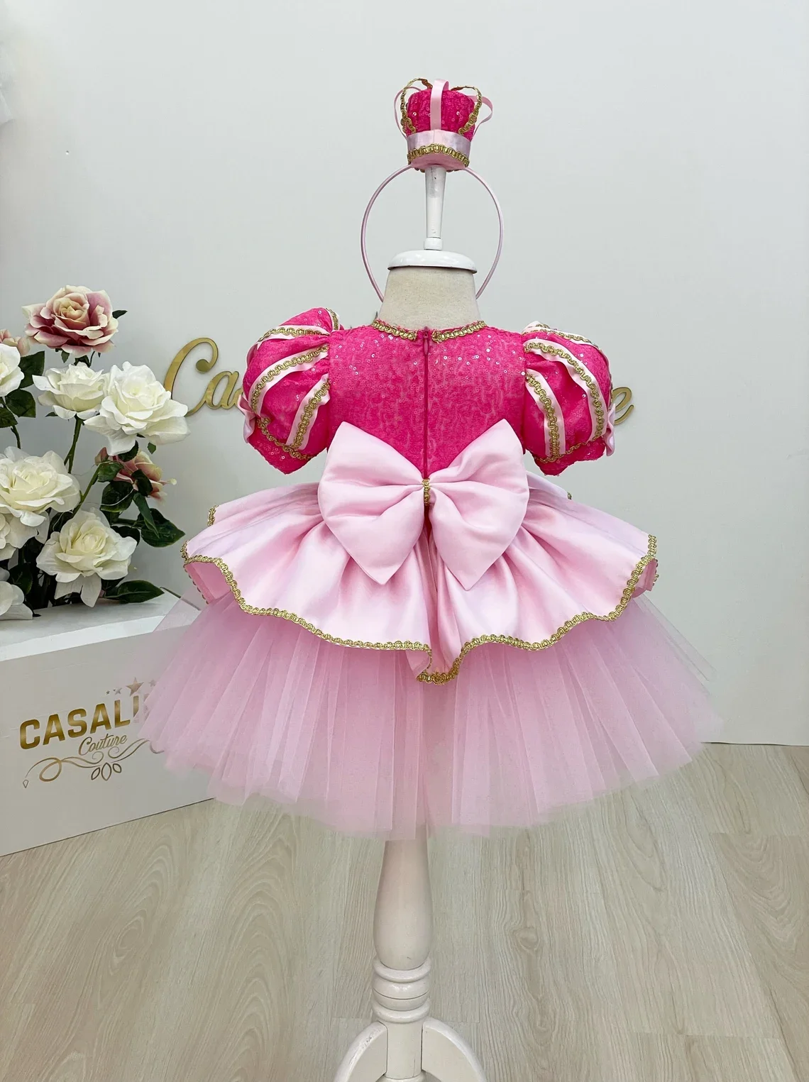 Robes courtes de fête d'anniversaire pour petites filles, en Tulle, à paillettes, bouffantes, pour concours de mariage, robes de première Communion