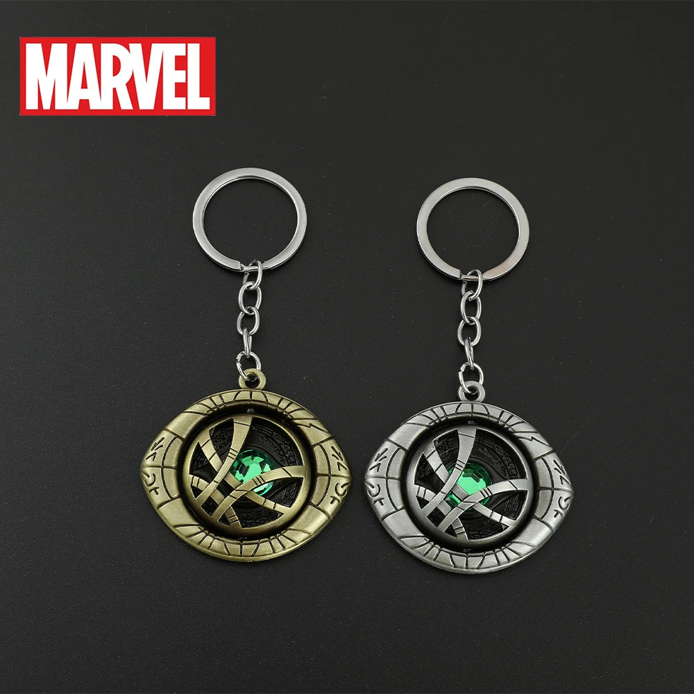 Marvel Doctor Strange Keychain Silver Color Eye Of Agamotto Pendant Keyring for Fans Wallet Backpack Car Keys Accessory Toy Gift