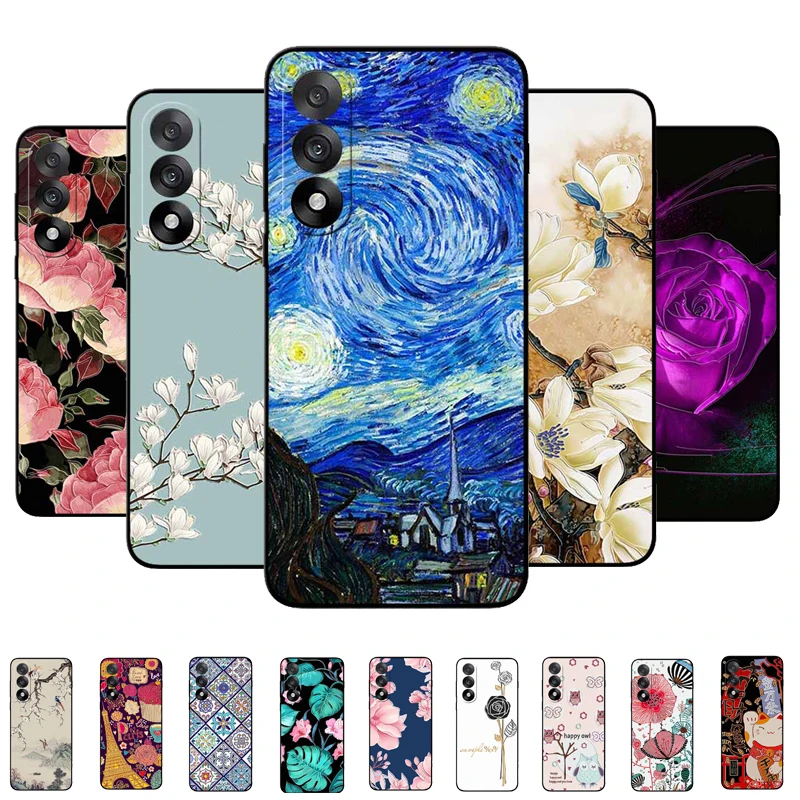 For OnePlus Nord 5 5G Cases 3D Relief Flower Emboss Black Silicone For Nord 5 Case 3D Back Cover Funda Cartoon OnePlus Nord5 5G