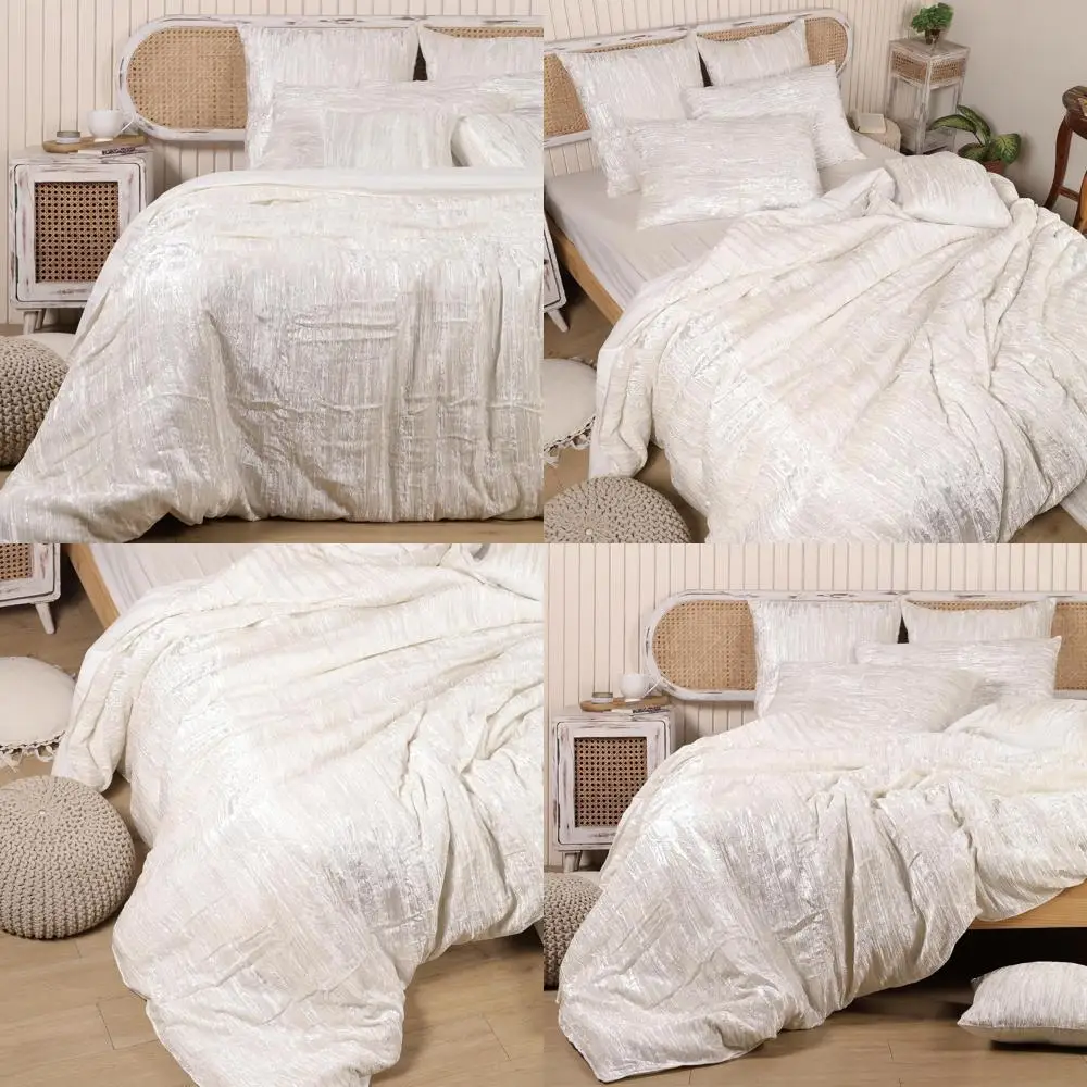 

Crushed Velvet Duvet Cover Set - 3 Piece Solid Pattern Luxury Bedding with 2 Pillowcases for Ultimate Comfort