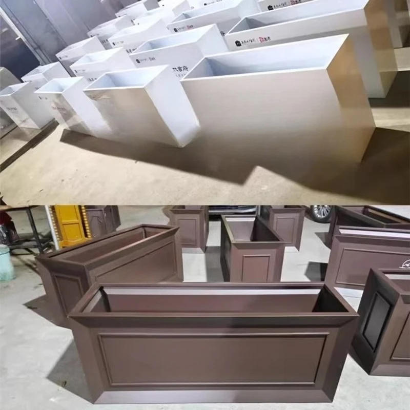 صندوق زهور من الحديد المطاوع في الهواء الطلق، سياج سرير على شكل زهرة فناء مربع #5