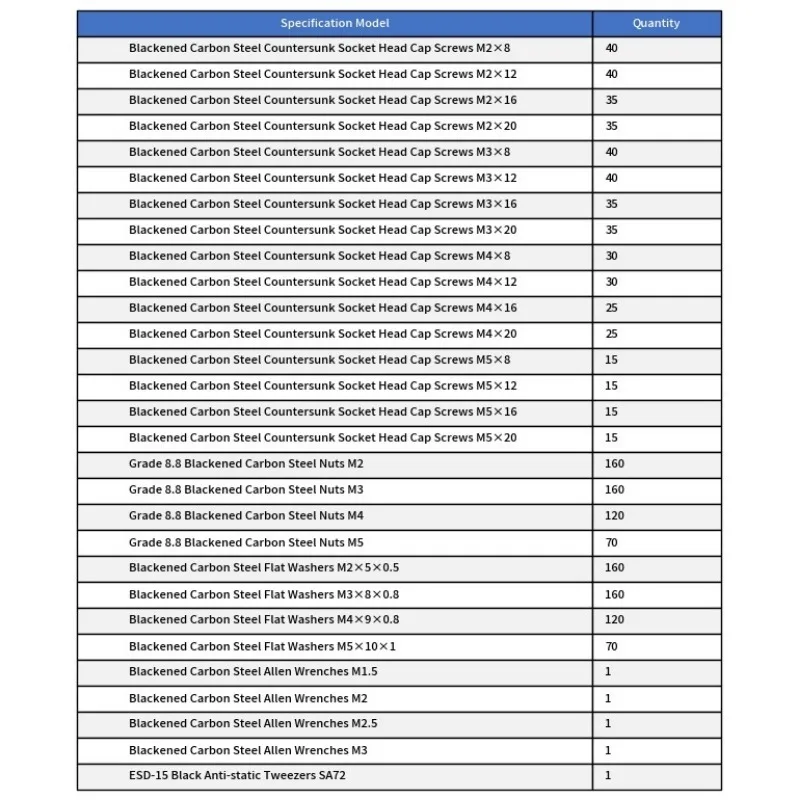 

1490 шт. винтов с потайной головкой из углеродистой стали, гаек и плоских шайб M2 M3 M4 M5, подходят для машиностроения, электроники и DIY.