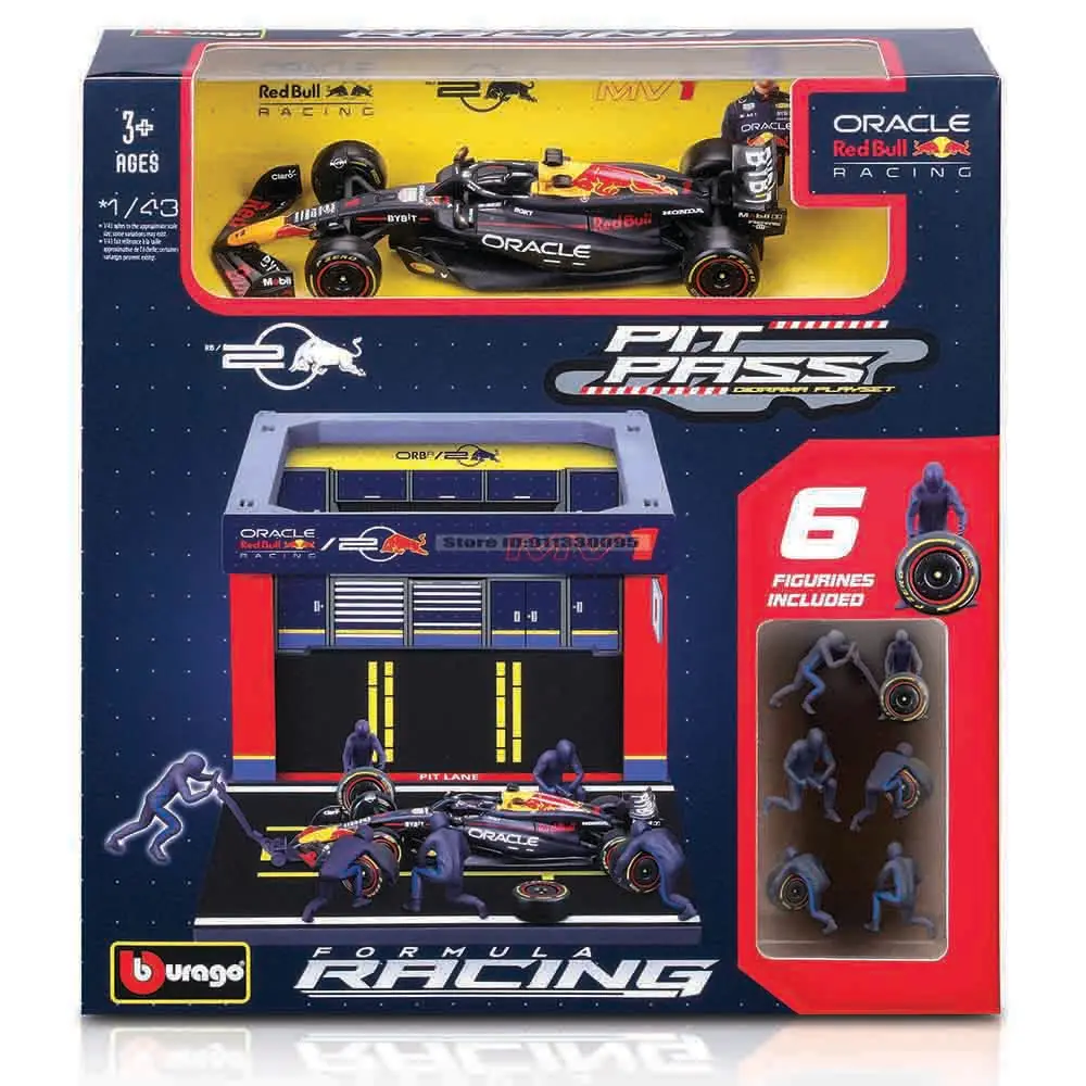 Bburago 1:43 F1 Red Bull Racing RB20 2024 #1 Verstappen #11 Perez DIY Pit House Alloy Car Die Cast Model Toy Collectible SF24