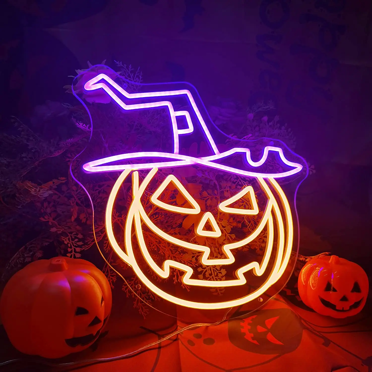 Dropshipping Halloween Decor LED Neon Sign Acrylic Pumpkin Lantern Neon Sign Halloween Neon Sign For Home Party