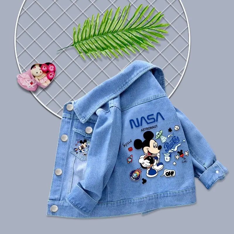 2023 Nieuwe Baby Jongens Meisjes Denim Mickey Minnie Mouse Jasje Jas Lente Herfst Kinderen Bovenkleding Kinderen Katoenen Kleding Voor 2-9 Jaar