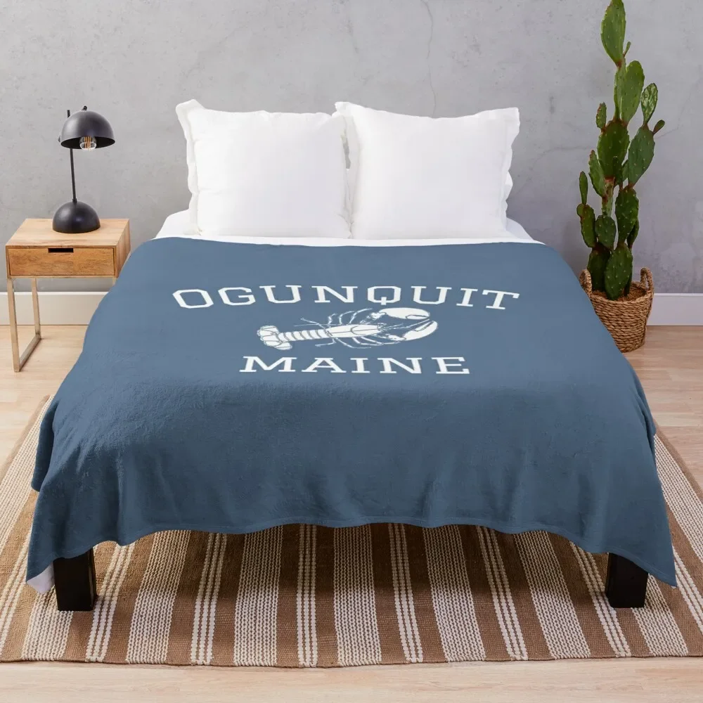 Ogunquit, Maine Lobster Sweatshirt Throw Blanket Soft Beds Cute Plaid Blankets