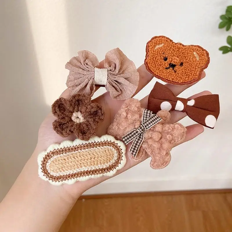 57EE 9pcs/set Kid Hair Clip set Girl Hair Clip Set Bow Barrettes Bear Hair Clip For Girl Hair Barrettes Flower Hair Clip