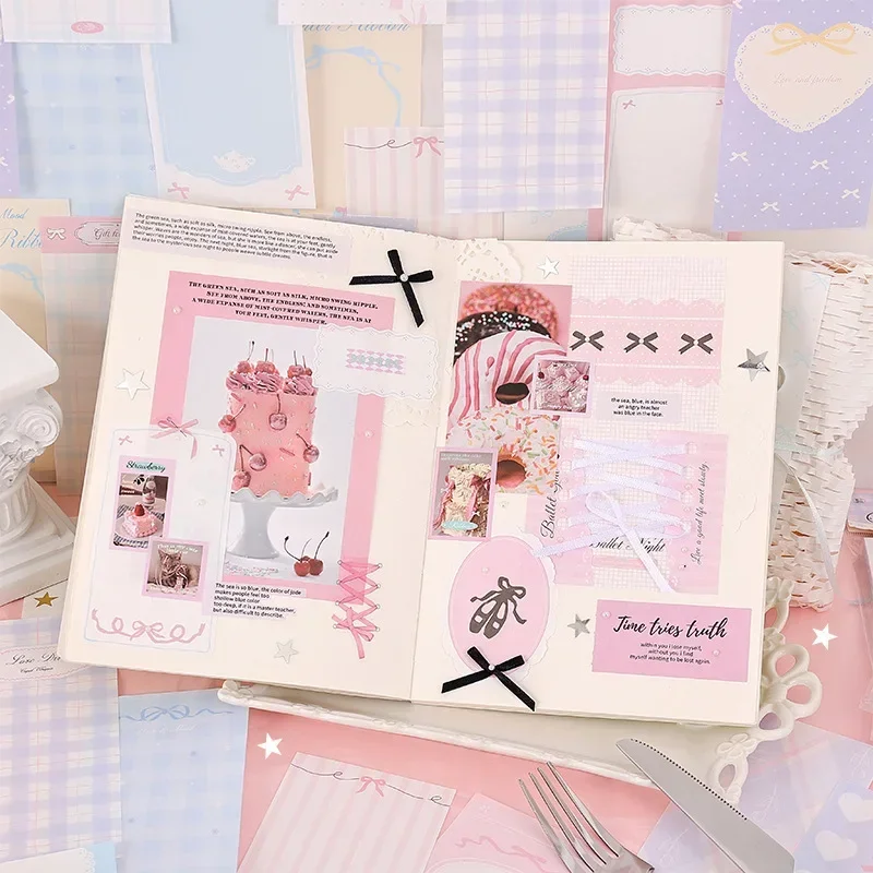 100sheet Sweet Korean Memo Pad Scrapbooking for Girl Cute Lace Bow Ballet Series Notepad Cute Student Non-sticky Memo Pad