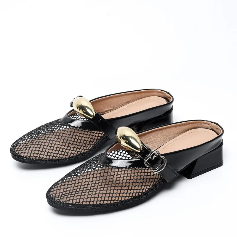 

Женские летние сандалии-мюли с вырезами и скрытой танкеткой, новинка