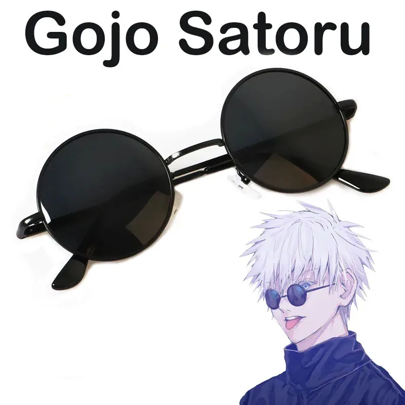 Anime Jujutsu Kaisen Gojo Satoru Cosplay Props Black Glasses Steampunk Round Frame Eyewear Sunglasses Accessories Men Women