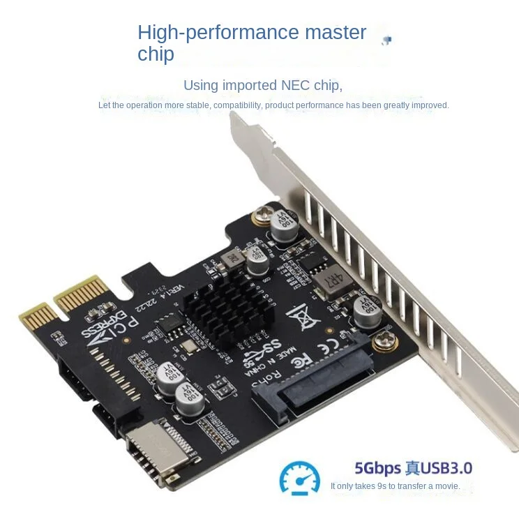 Computer PCIe to USB3 TYPE-E Front Type-C19P 20P Expansion Card Self Powered with Insurance NEC