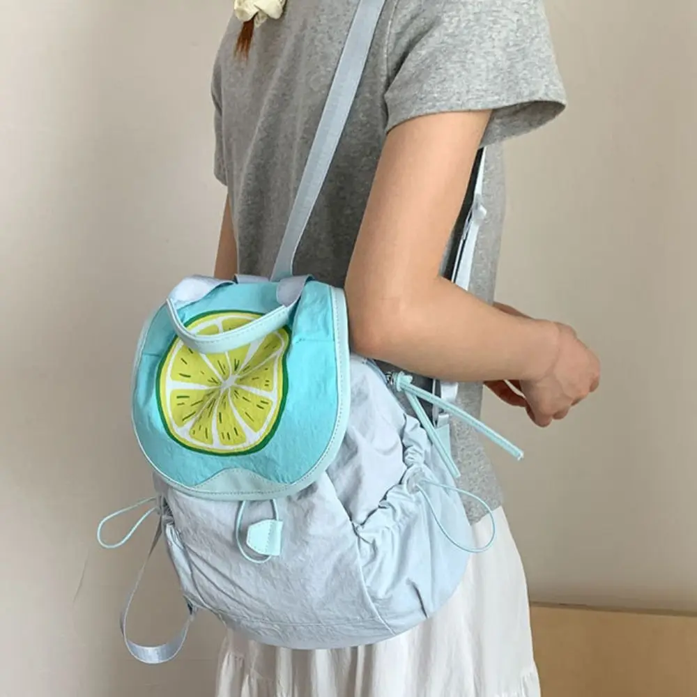 

Dopamine Color Outdoor Drawstring Backpack Travel Waterproof Fruit Nylon Backpack Commute Book Bag Hiking Shoulder Bag