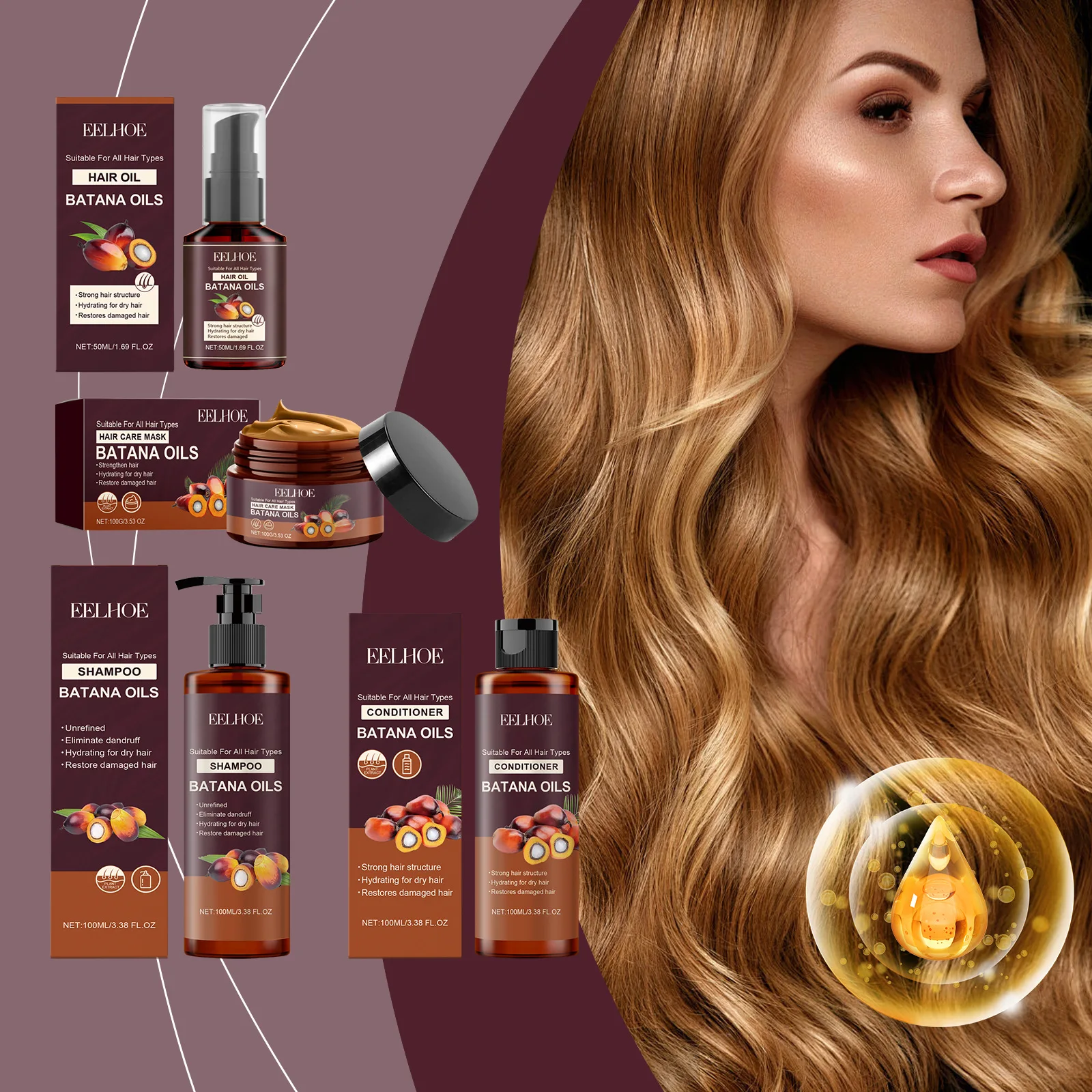 Batana fortalecendo o cabelo shampoo condicionador anti frizzy hidratante couro cabeludo suavizar o cabelo alisamento reparação conjunto de cuidados com o cabelo danificado