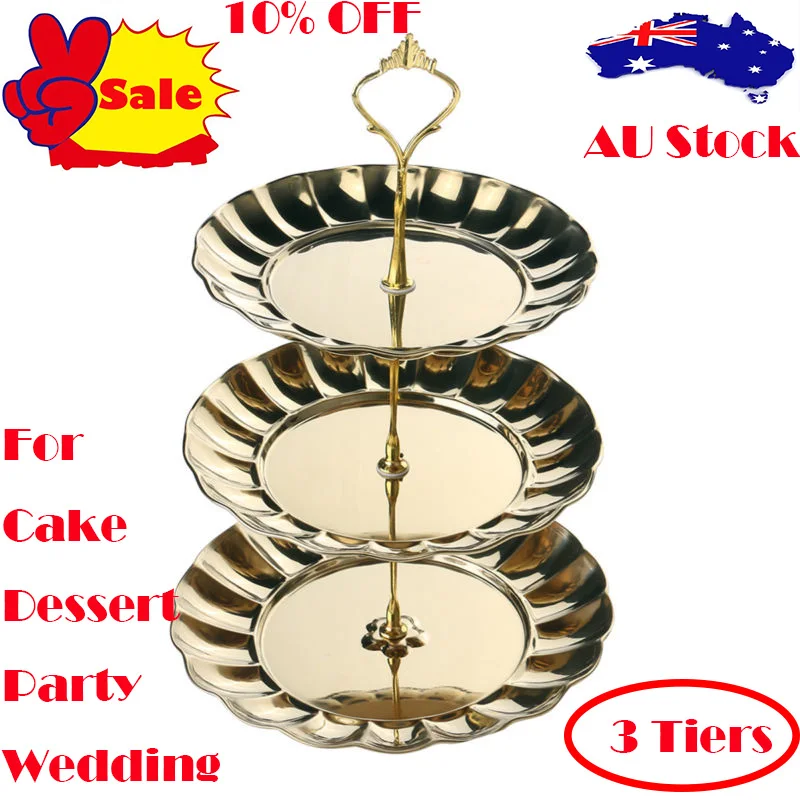 

Stainless Steel Tiered Fruit Plate 3 Tier Cake Stand Dessert Platters for Parties Weddings Fruits Veggies Snacks Serving Tray