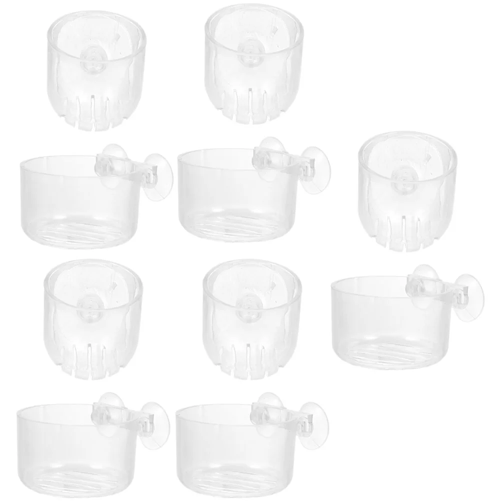 

10 Pcs Plant Rack Aquatic Cup Floating Planter for Aquarium Flower Pots Label Feeder Acrylic Holder Suction