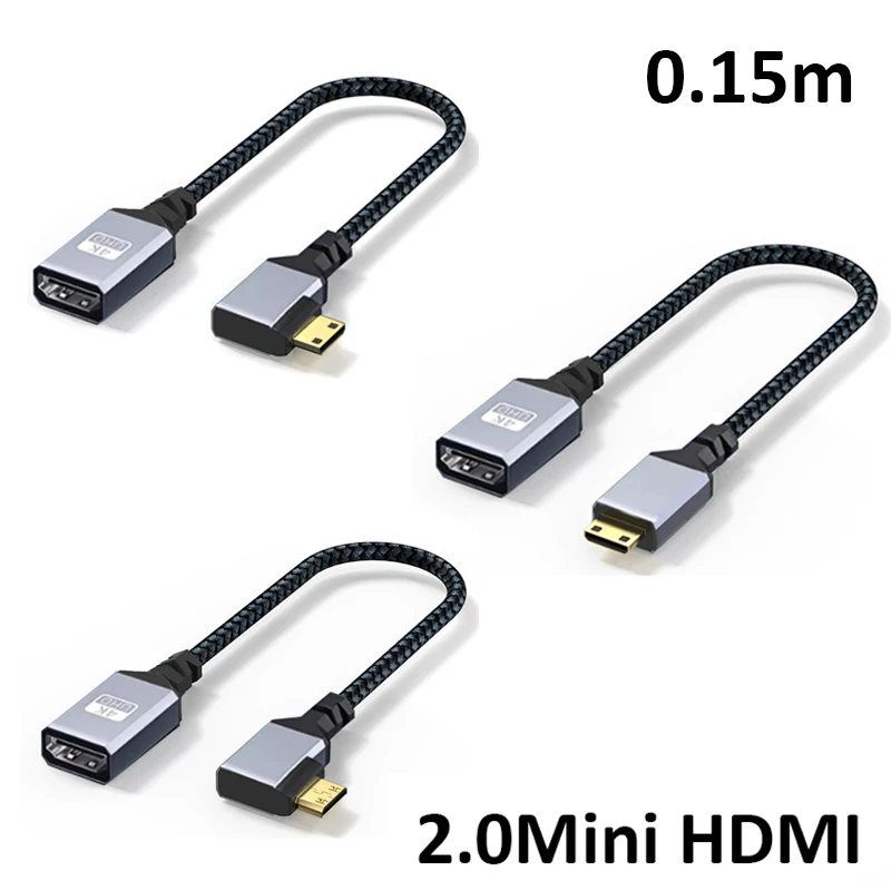 Mini HDMI Public to HDMI Female Left Right Bend Mini Side Bend Computer Camera Tablet Connected to TV