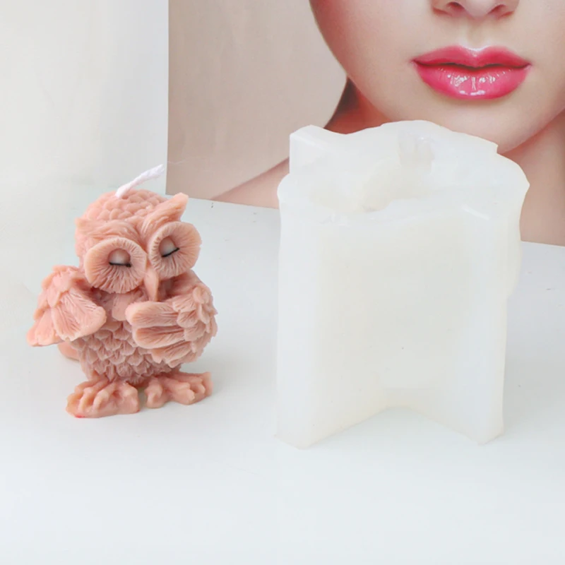3D Easter Owl Sculpture Candle Mold Animal Eagle Statue Silicone Mold Sunflower Bird Plaster Resin Decorative Craft Home Gift view 5