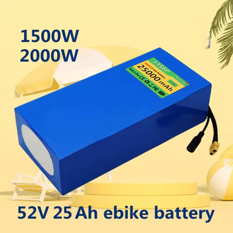 New 52V 25Ah 18650 Lithium Battery Pack 14S6P Built-in20A Balanced 1500W High-power Electric Tool Backup Battery for Zero 10/10x
