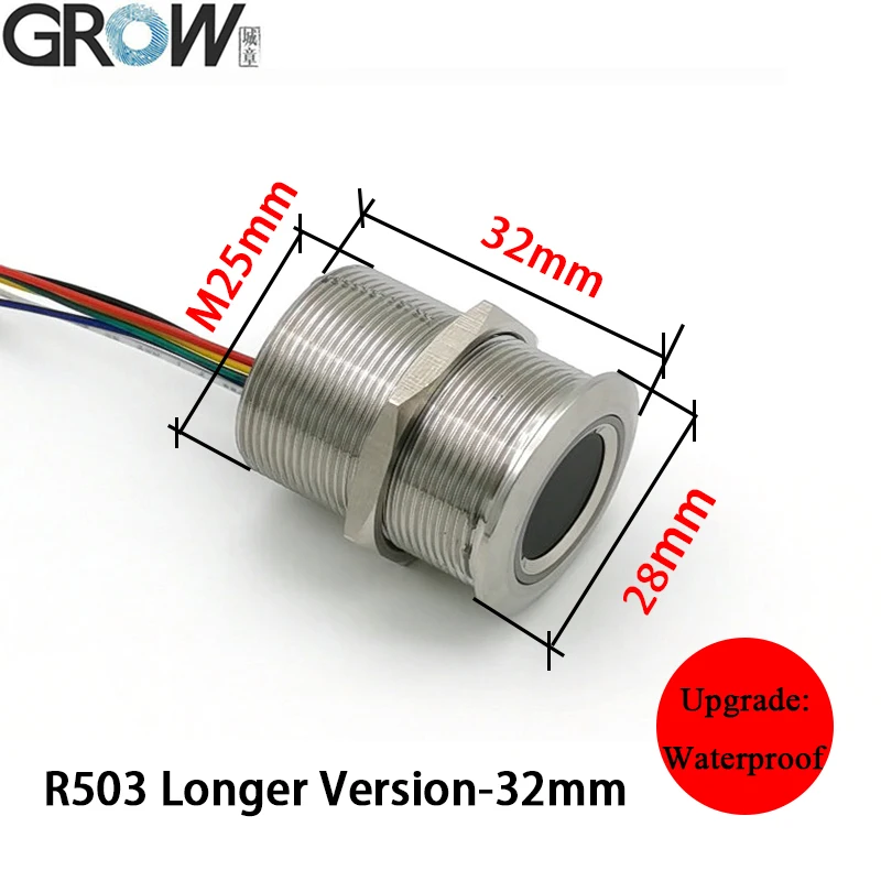 GROW R503 Neue kreisförmige runde RGB-Ringanzeige LED-Steuerung DC3,3 V SH1,0-6-poliger kapazitiver Fingerabdruckmodul-Sensorscanner