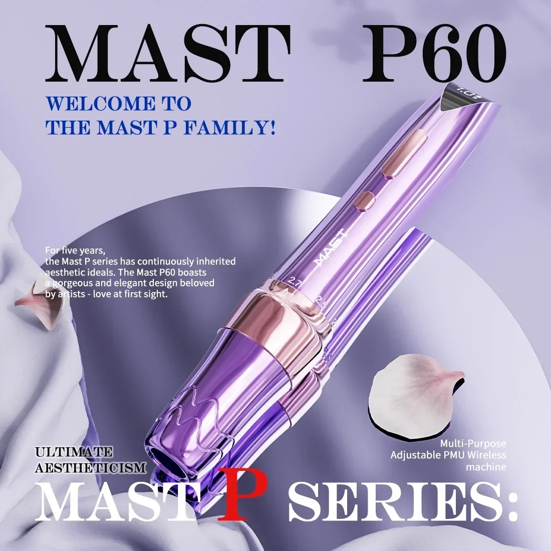 Mast P60 Wireless Tattoo Pen Rotary Tattoo  Lightweight Digital Display Slim Frame for Women Aritst Permanent Makeup hine