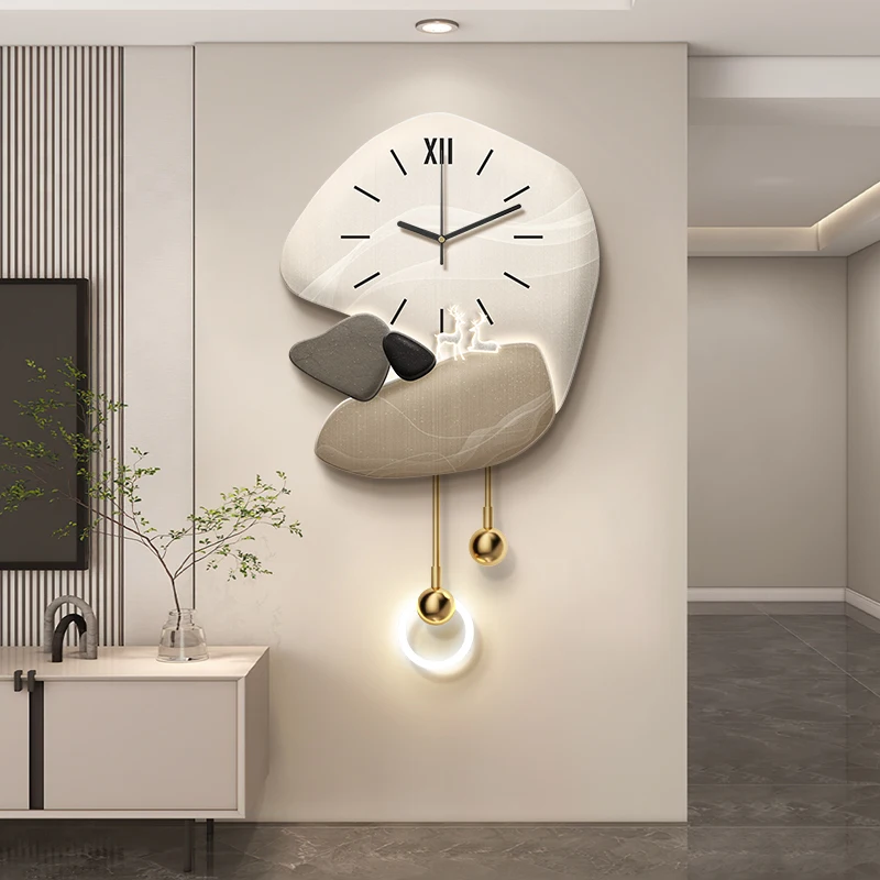 

Роскошные настенные часы с 3D настенным светильником, современный декор для прихожей, металлический каркас, кварцевый механизм для гостиной, ТВ-фон, дизайн