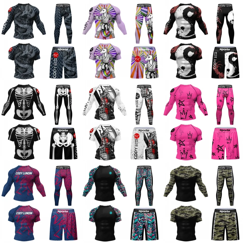 Men's Compression Sport Suit MMA Boxing Rashguard Basketball Jersey Workout Gym Clothing Sportswear Training Fitness Tracksuit