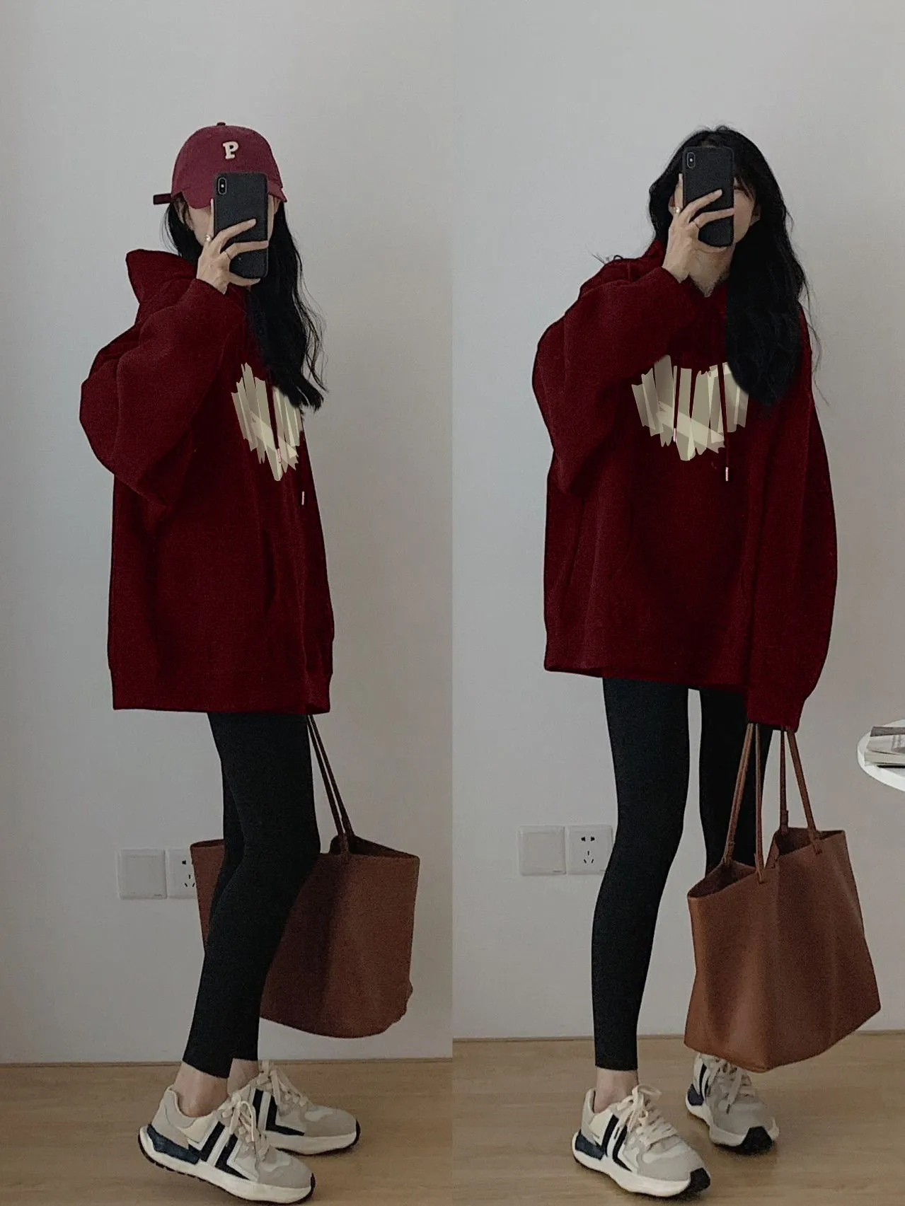 Red Clothes Christmas Hooded Sweaters Women's Autumn Plush Thickened Small Slouchy New Year Coat