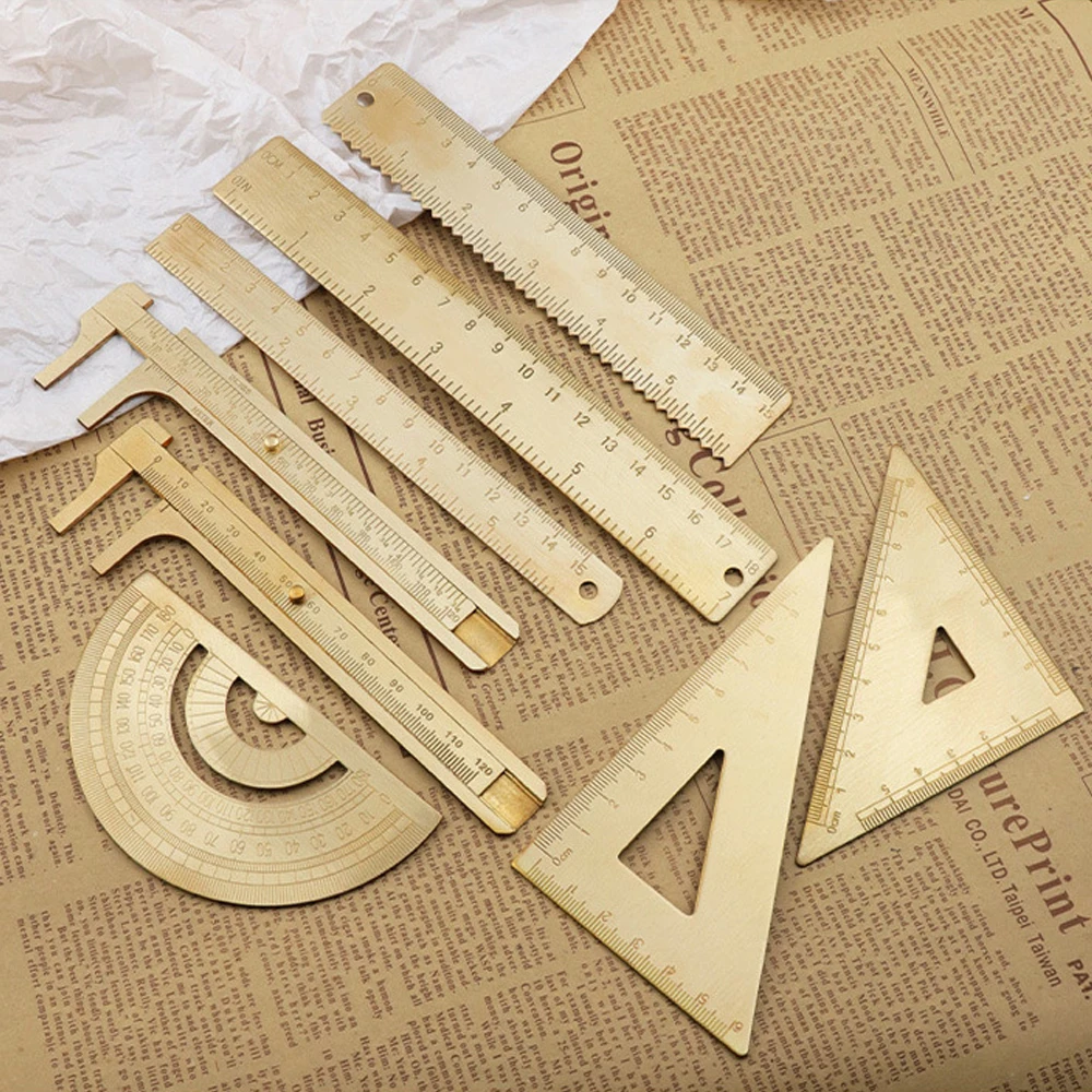 Vintage Brass Triangular Ruler - Travel Accessories Drawing ulasan dan harga