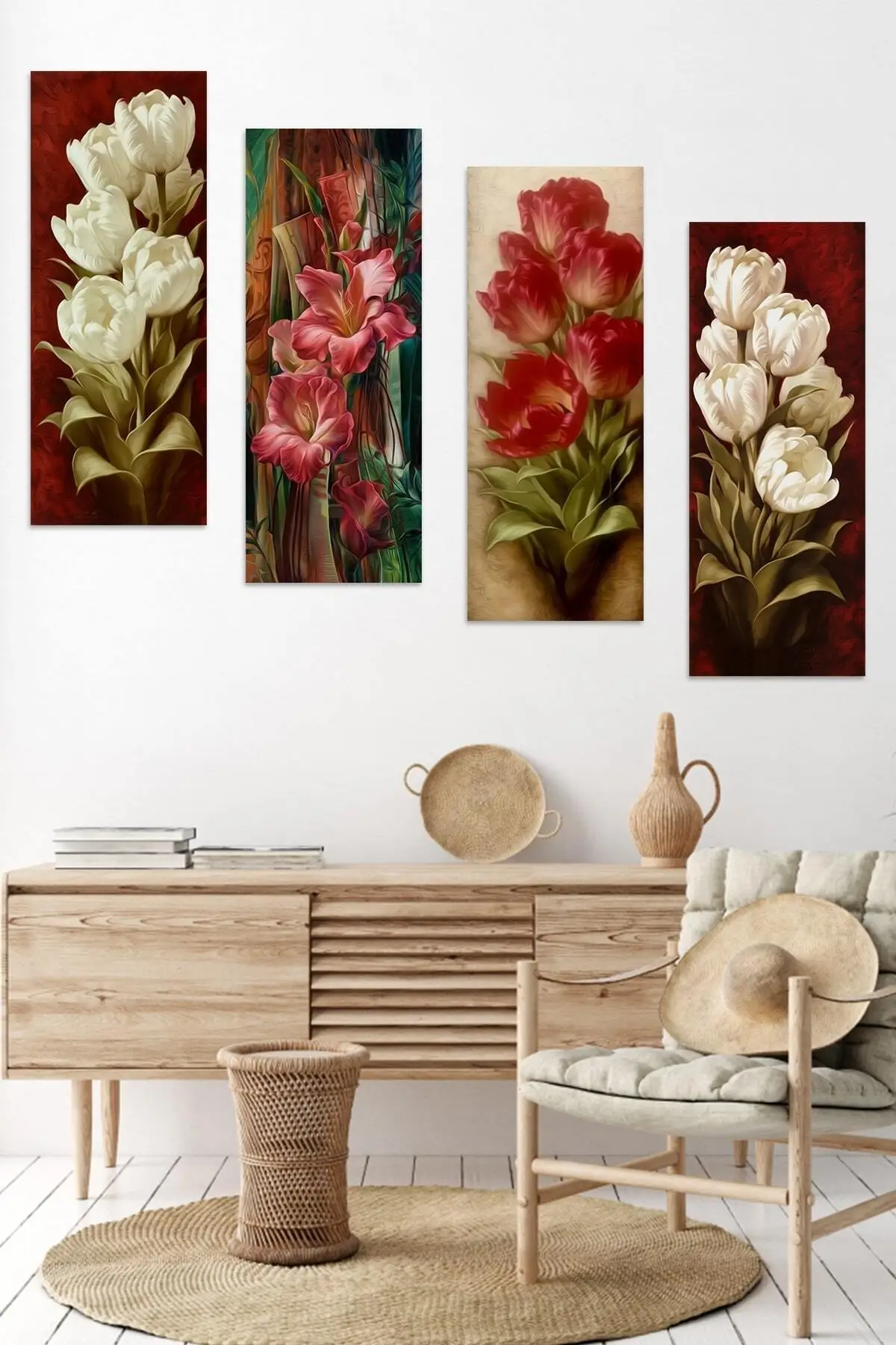 4-piece floral Mdf table