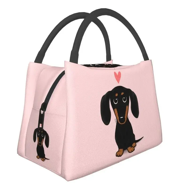 

Cartoon Dackel Dachshund Heart Lunch Boxes for Cute Wiener Dog Thermal Cooler Food Insulated Bag Hospital Office Pinic Container