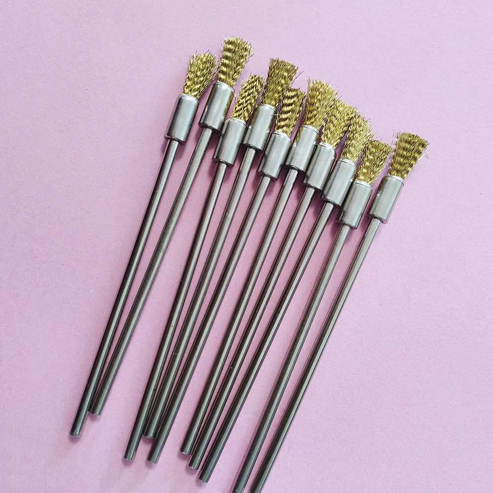 Imagem -05 - Latão de Fio End Escova Pen Forma Cerdas Scratch Brushes Extensão Rod Power Rotary Tool Shank 10 Pcs Aço Inoxidável