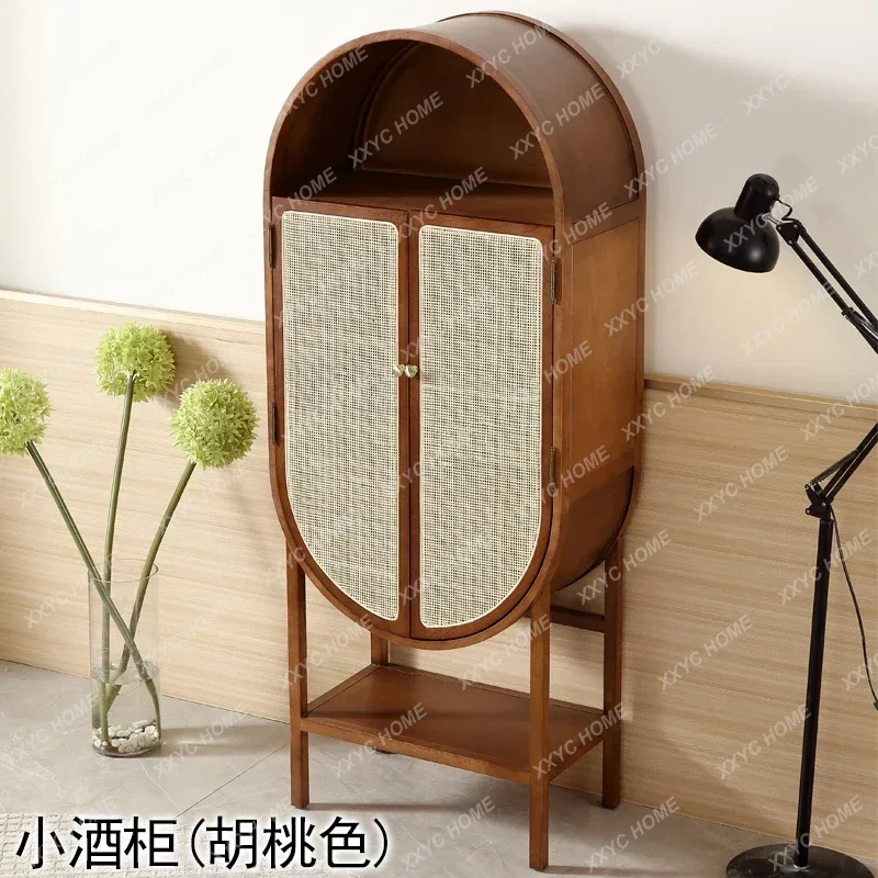 XX Restaurant Wine Cabinet Furniture Modern Simple Sideboard Wood Double Door Rattan Living Room Wall-Mounted Small Wine Cabinet