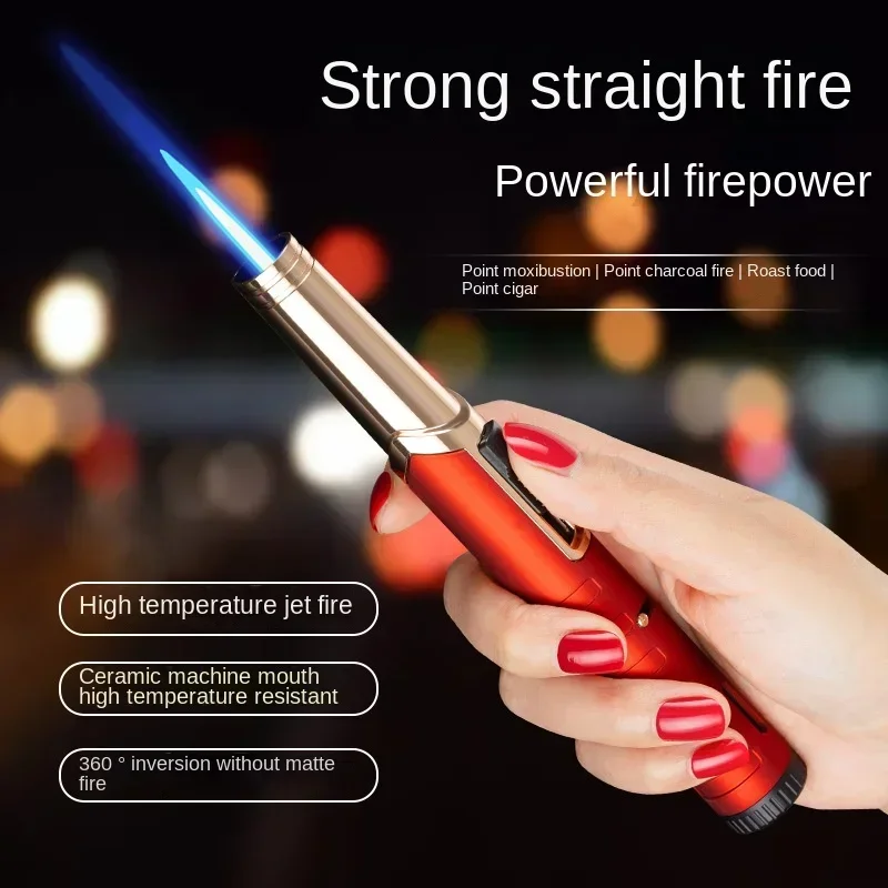 

New Metal Torch Windproof Lighter Refillable Pen Lighter Jet Flame Butane Lighter Kitchen BBQ Candle Camping Men's Gadget