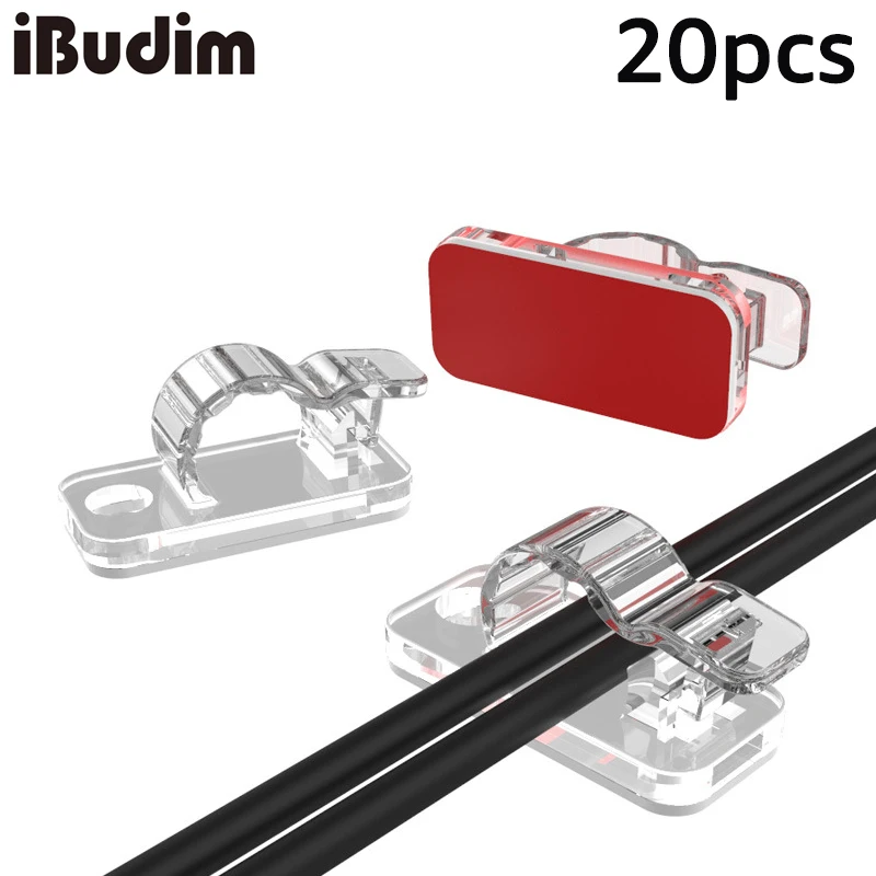 20 Pcs Self Adhesive Cable Management Clips Cable Organizers Sticky Wire Clips Cord Holder for TV PC Laptop Ethernet Cable Home