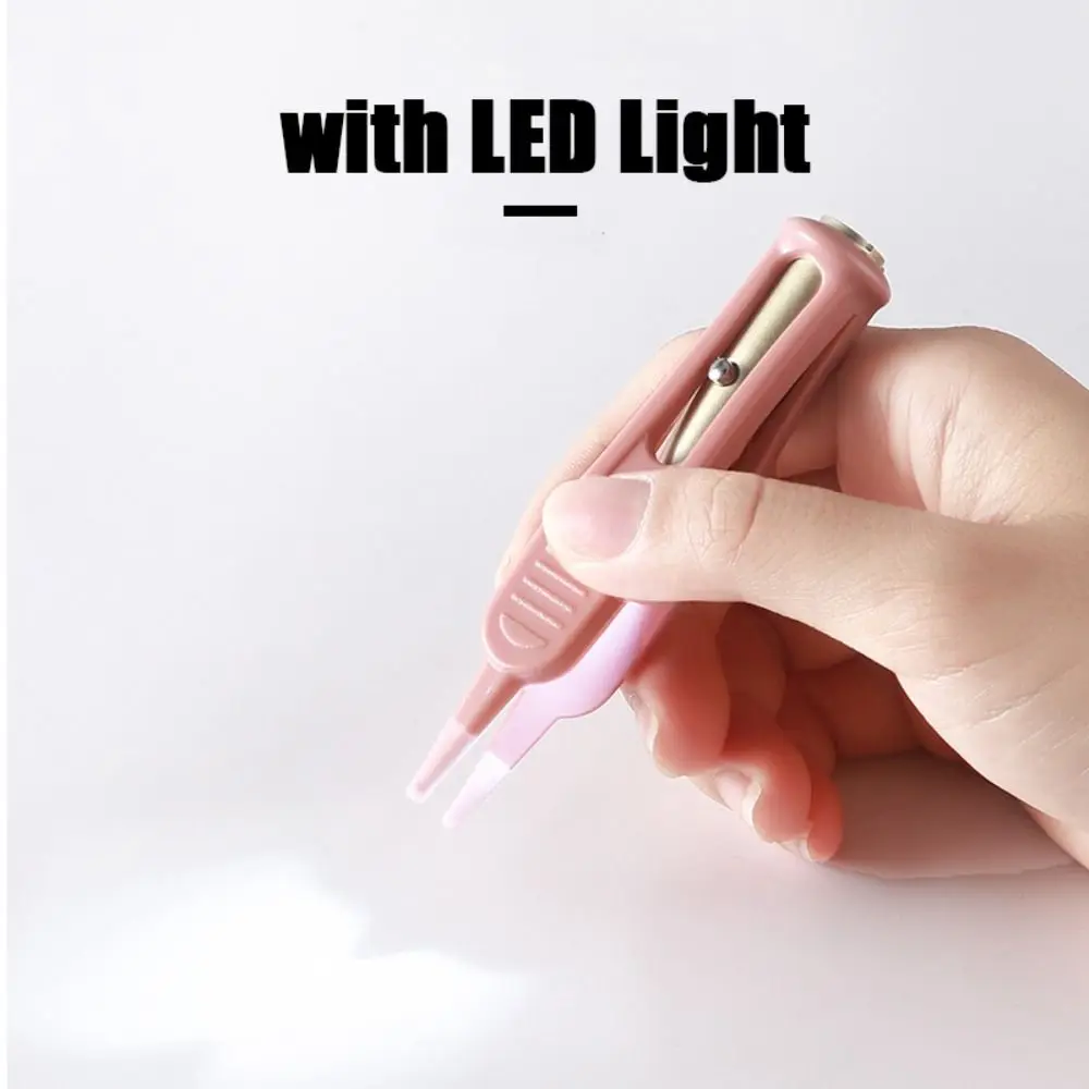 Clean Ear Nose Navel LED Light Dig Booger Clips Plastic Infants Nose Safe Tweezers Cleaning Tweezer