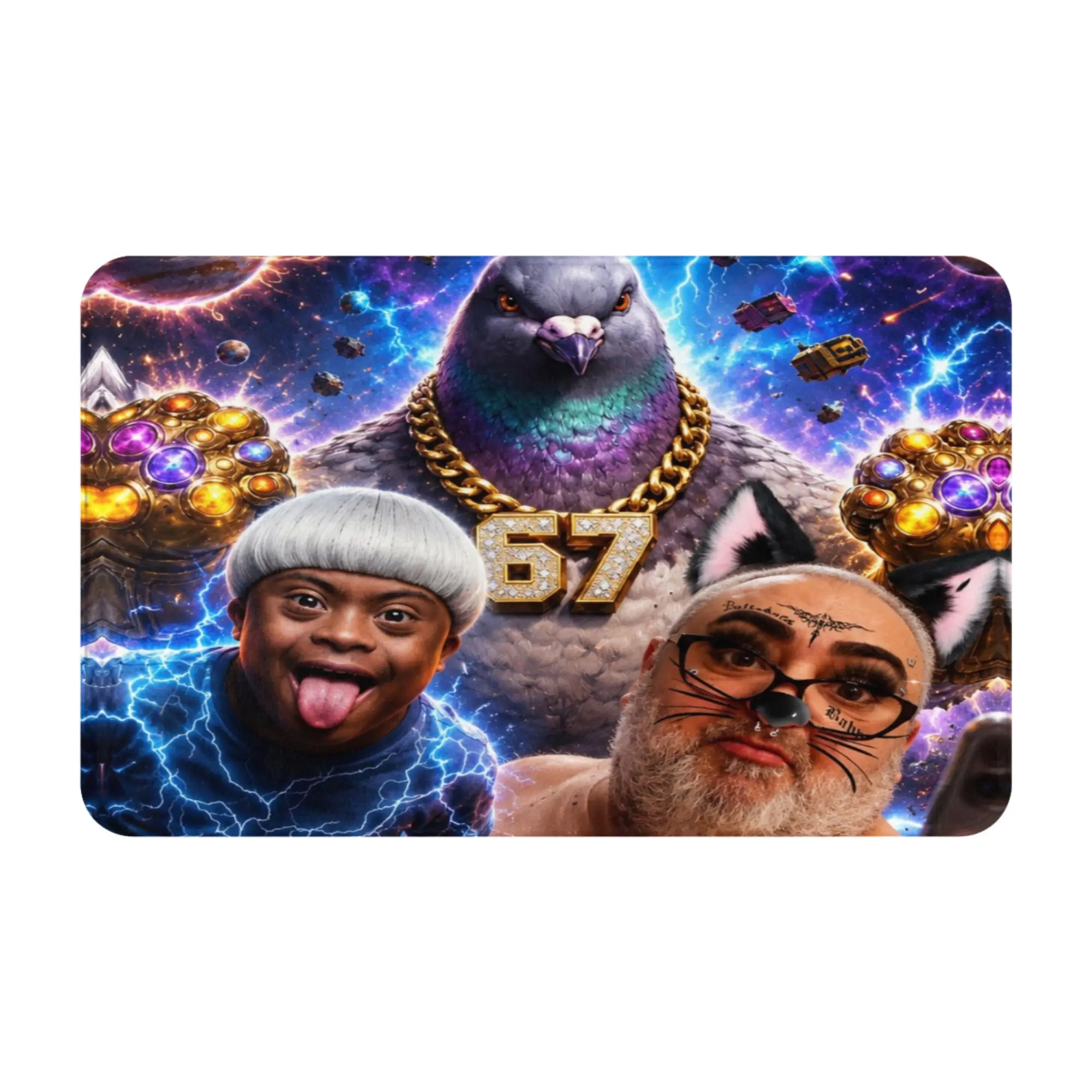 Space Funny Character Collage Art Anti-Slip Doormat Bath Mat  Outdoor PatternHomeDecor