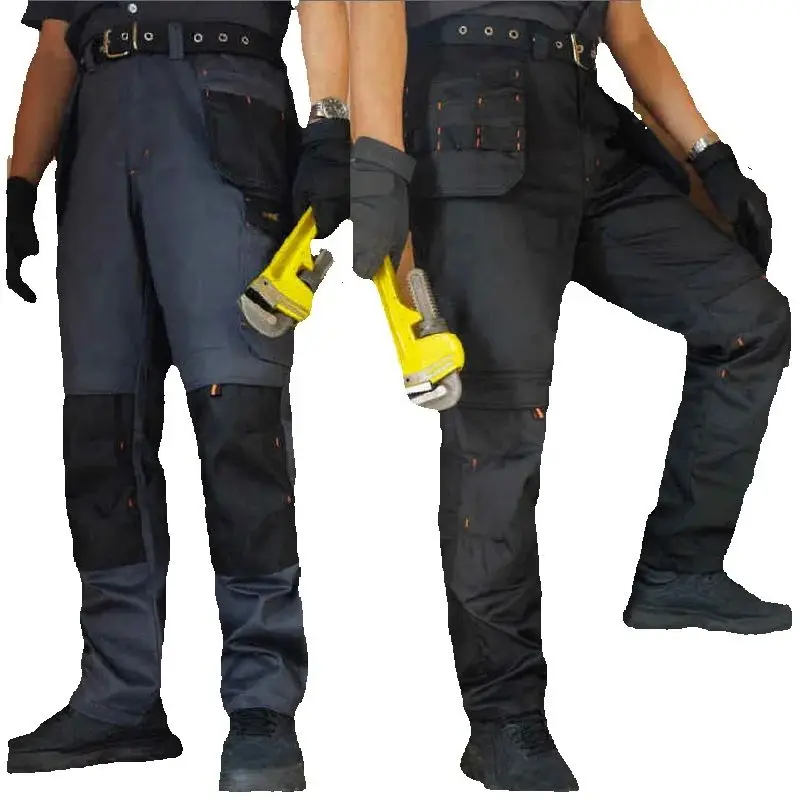 Pantalon de travail en tissu sergé pour hommes, avec coussinet de protection des genoux, pantalon multi-poches pour cyclisme en plein air, pantalon tactique robuste et résistant à l'usure