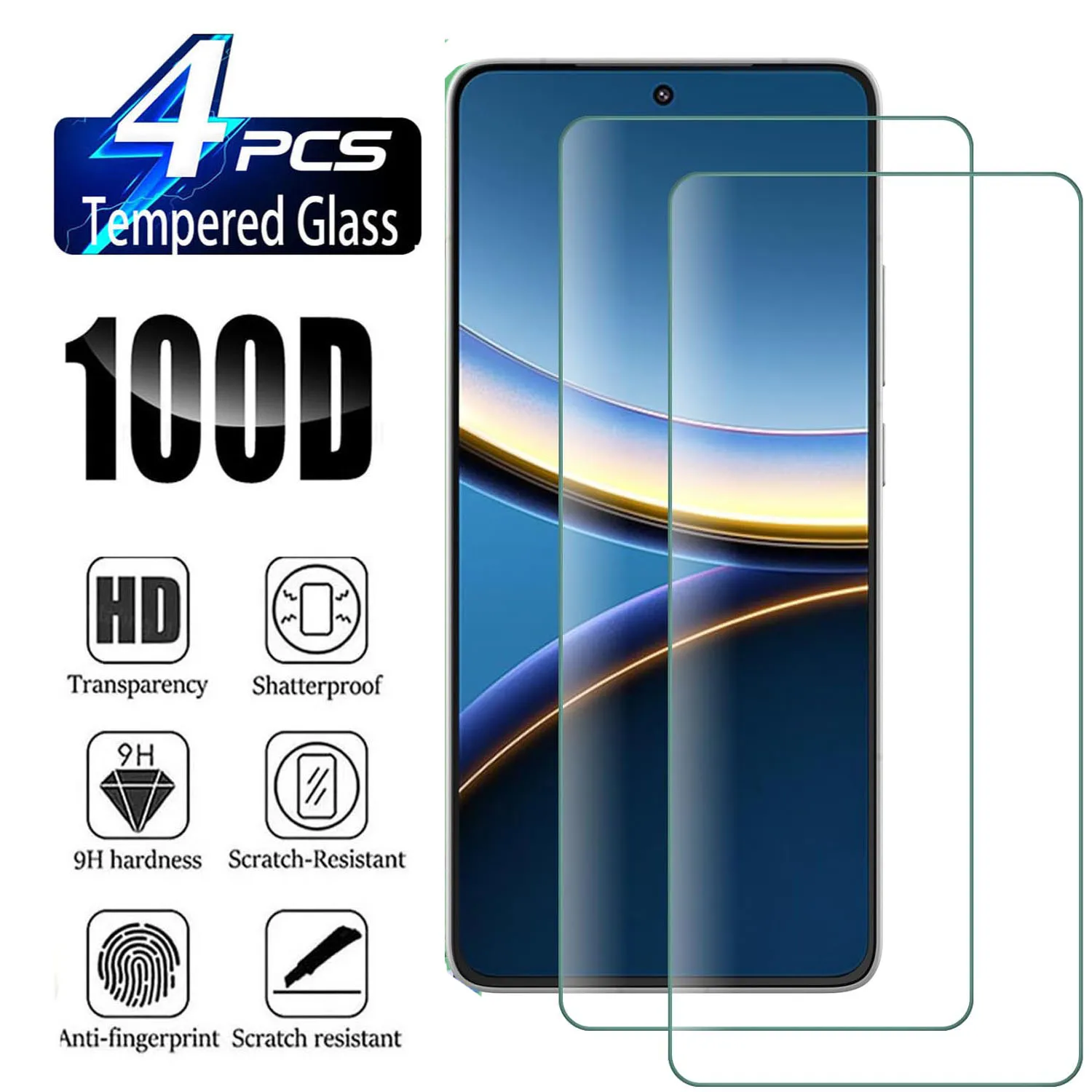 

2/4Pcs HD Tempered Glass Screen Protector for Xiaomi Poco F7 Ultra 9H Hard Clear Protector Film