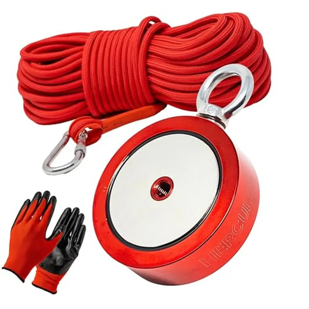 Powerful Double Sided Neodymium Fishing Magnet Kit 2000lbs with 100ft Rope Carabiner Case Universal Use Magnet Fishing Kit Lake