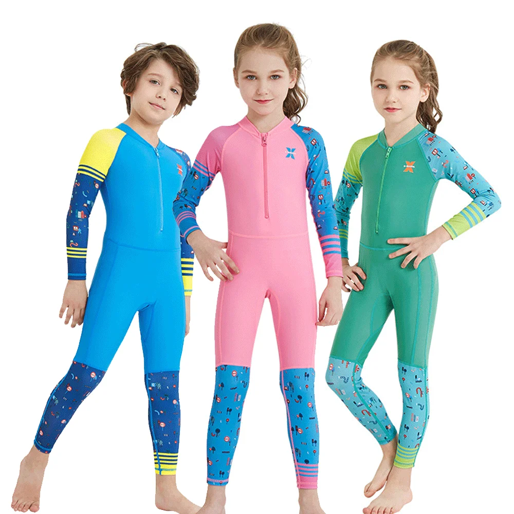 Kids Wetsuit Elastic Thin Material Summer One-Piece Swimsuits Snorkeling Kayaking Rash Guards  Diving 1mm Lycra Suit Girls Boys