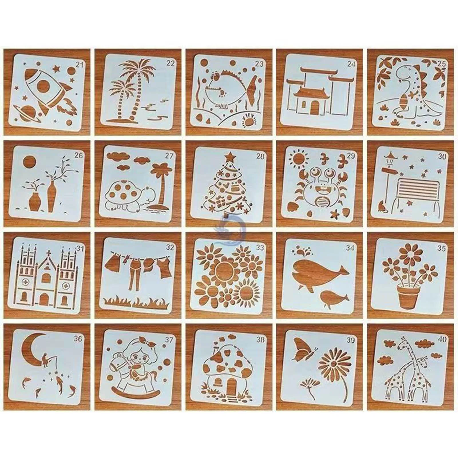 20PCS DIY Plant Fast Draw Stencil Art Templates Art Graffiti Stencils for Adults Kids Furniture Walls