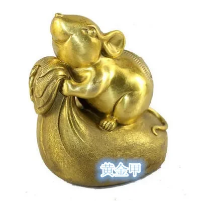 

A bag of money in rat mouse Home Furnishing copper handicraft decoration Feng Shuiroomcraft Art Statue Home decoration